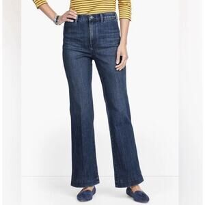 Talbots Flawless High Waist Flare Jeans Dark Wash Blue Full Length Size 12